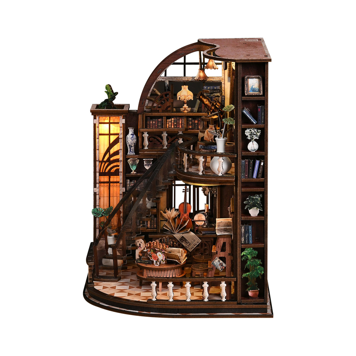 Miniatuur bouwpakket Bacchus Bookstore – schuin links